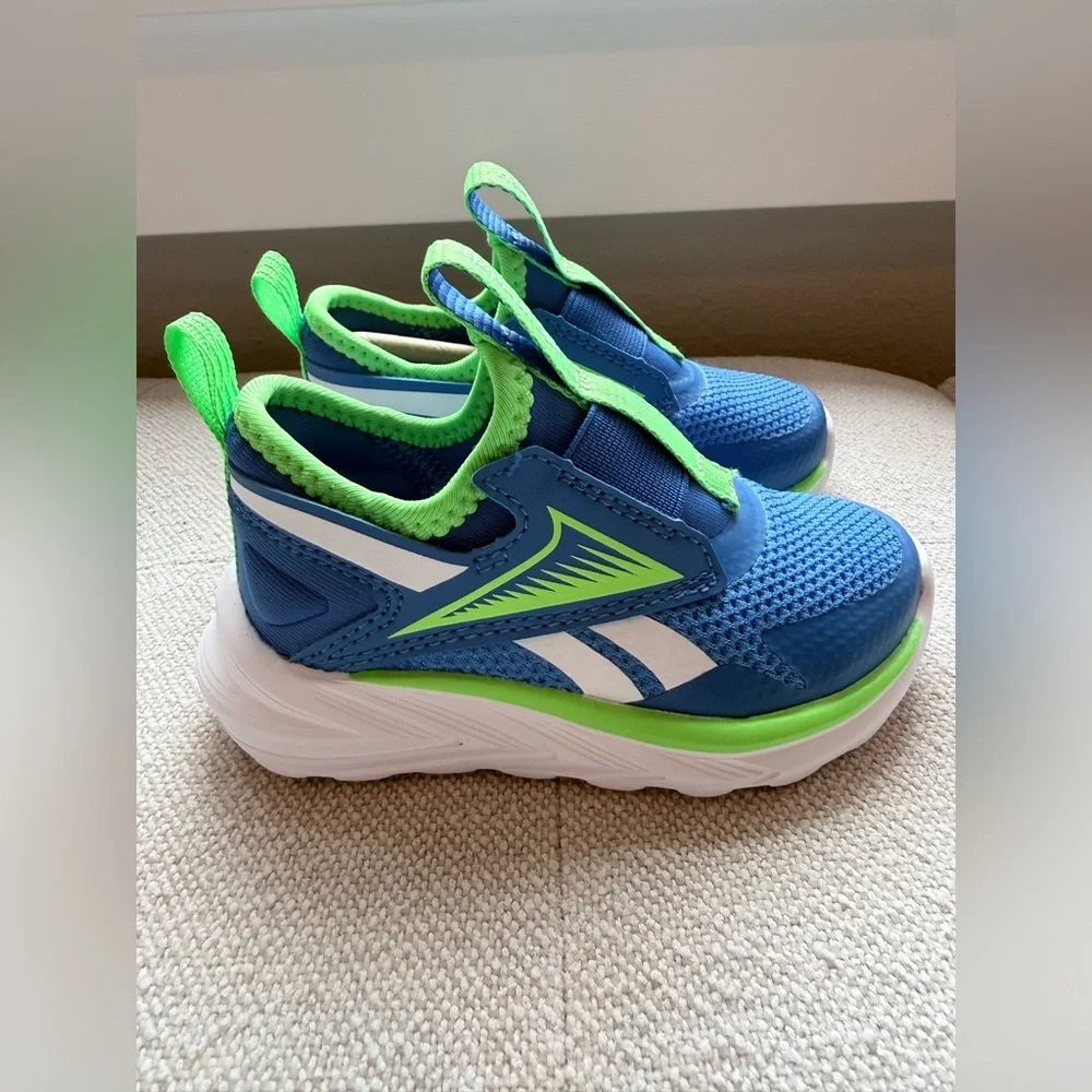NWOT Reebok boys Lite Spinner blue/green/white lightweight sneakers size 6K